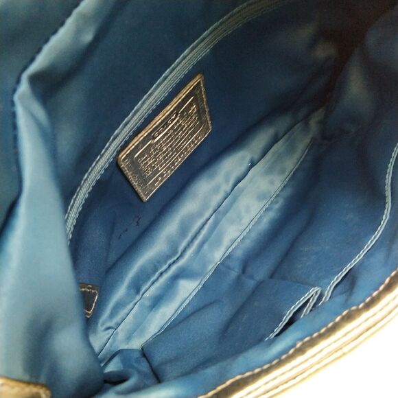 Coach Kristin Metallic Gray Zipper Closure Crossbody Shoulder Bag